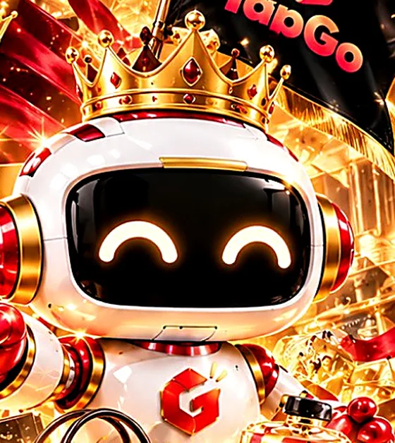 TapGo mascot wearing a crown, representing the promotion team